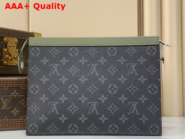 Louis Vuitton Pochette Voyage Khaki Green Monogram Eclipse Coated Canvas M28841 Replica