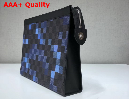 Louis Vuitton Pochette Voyage MM Damier Graphite Canvas Blue Mosaic Effect Replica