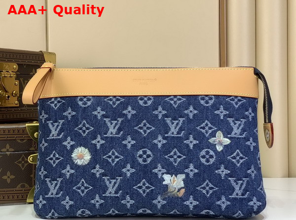 Louis Vuitton Pochette Voyage Souple Blue Monogram Flowers Denim M27559 Replica