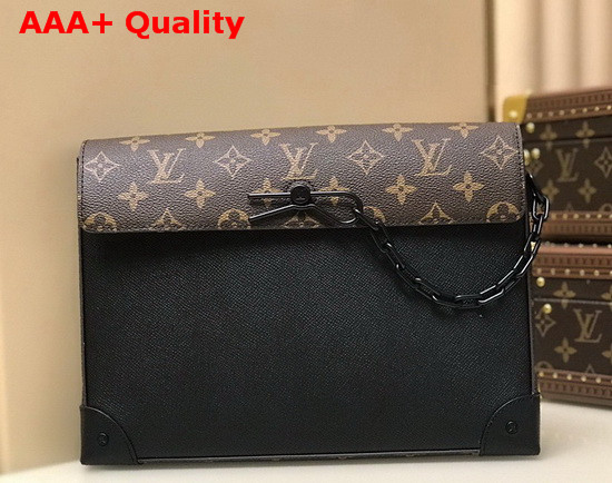 Louis Vuitton Pochette Voyage Steamer in Black Taiga Leather Replica