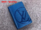 Louis Vuitton Pocket Organiser Epi Bleu Azur LV Circle Signature Replica