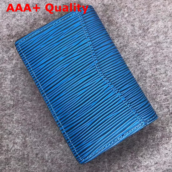 Louis Vuitton Pocket Organiser Epi Bleu Azur LV Circle Signature Replica
