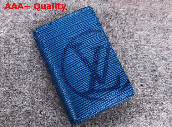 Louis Vuitton Pocket Organiser Epi Bleu Azur LV Circle Signature Replica
