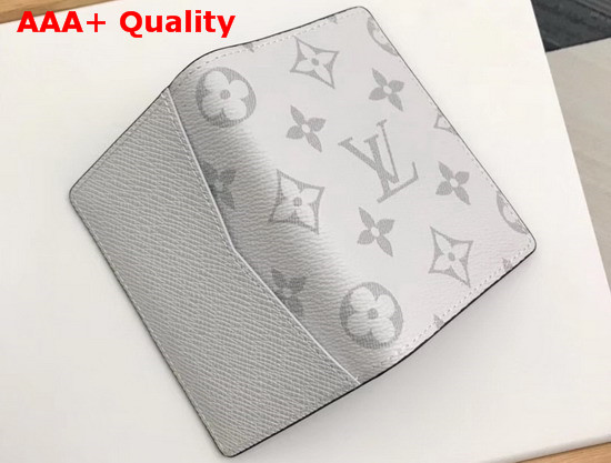 Louis Vuitton Pocket Organiser White Taiga Cowhide Leather and Monogram Antarctica Coated Canvas M30315 Replica