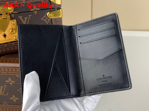 Louis Vuitton Pocket Organizer Black Borealis Calf Leather M82372 Replica