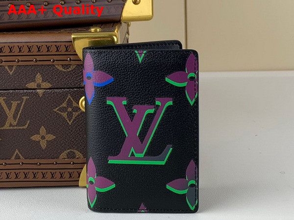 Louis Vuitton Pocket Organizer Black Borealis Calf Leather M82372 Replica