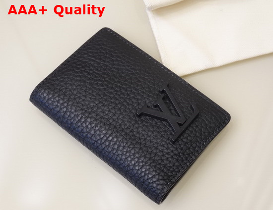 Louis Vuitton Pocket Organizer Black Grained Calf Leather M69979 Replica