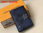 Louis Vuitton Pocket Organizer Cobalt Blue Damier Graphite 3D Coated Canvas N60430 Replica