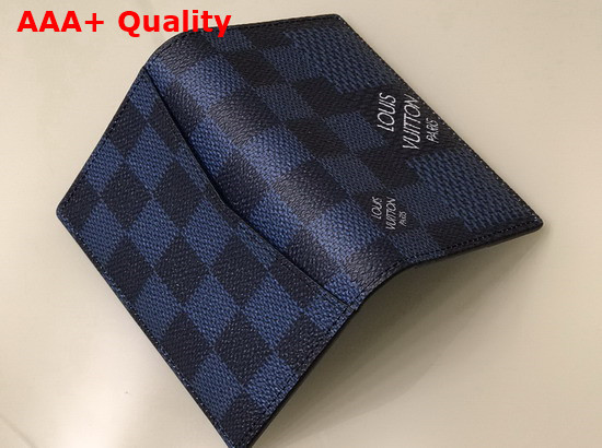 Louis Vuitton Pocket Organizer Cobalt Blue Damier Graphite 3D Coated Canvas N60430 Replica