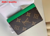 Louis Vuitton Pocket Organizer Monogram Macassar Coated Canvas and Minty Green Cowhide Leather M81536 Replica