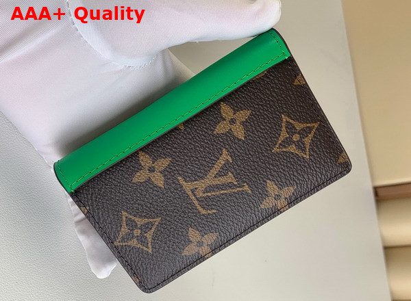 Louis Vuitton Pocket Organizer Monogram Macassar Coated Canvas and Minty Green Cowhide Leather M81536 Replica