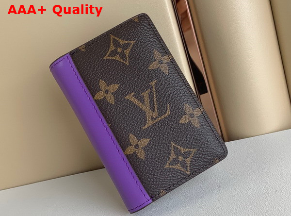Louis Vuitton Pocket Organizer Monogram Macassar Coated Canvas and Purple Cowhide Leather M81535 Replica