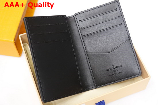 Louis Vuitton Pocket Organizer Slender Black Monogram Seal Cowhide Leather M80508 Replica