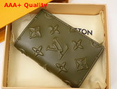 Louis Vuitton Pocket Organizer Slender Khaki Monogram Seal Cowhide Leather Replica
