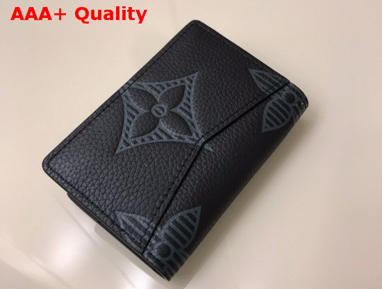 Louis Vuitton Pocket Organizer in Black Taurillon Shadow Leather Embossed with Larger Than Usual Monogram Pattern M80038 Replica