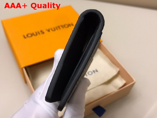 Louis Vuitton Pocket Organizer in Black Taurillon Shadow Leather Embossed with Larger Than Usual Monogram Pattern M80038 Replica