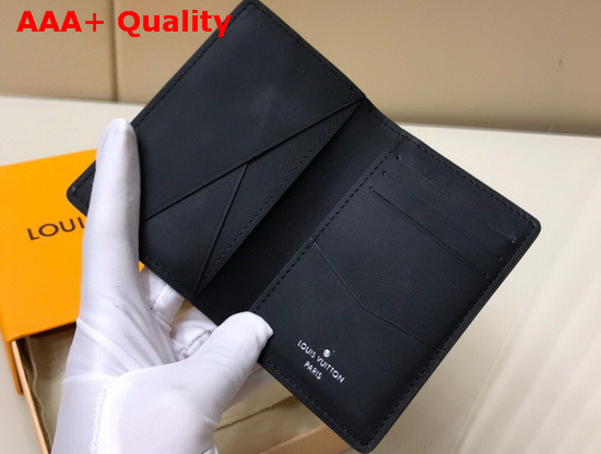 Louis Vuitton Pocket Organizer in Black Taurillon Shadow Leather Embossed with Larger Than Usual Monogram Pattern M80038 Replica