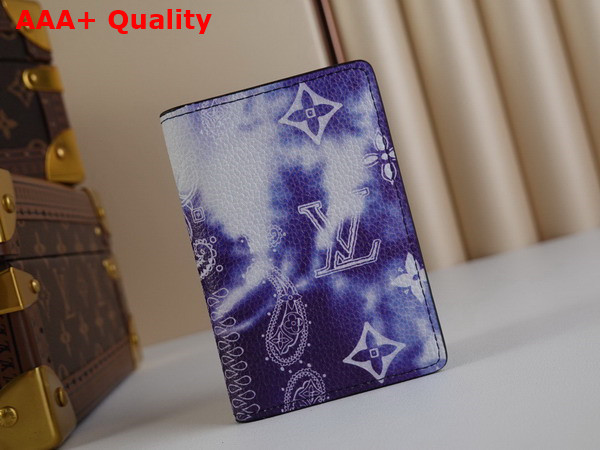 Louis Vuitton Pocket Organizer in Blue Cowhide Leather with a Print of the Monogarm Motif on a Bleached Blue Bandana Base M81413 Replica