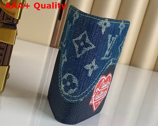 Louis Vuitton Pocket Organizer in Blue Monogram Denim and Navy Blue Taurillon Leather Replica