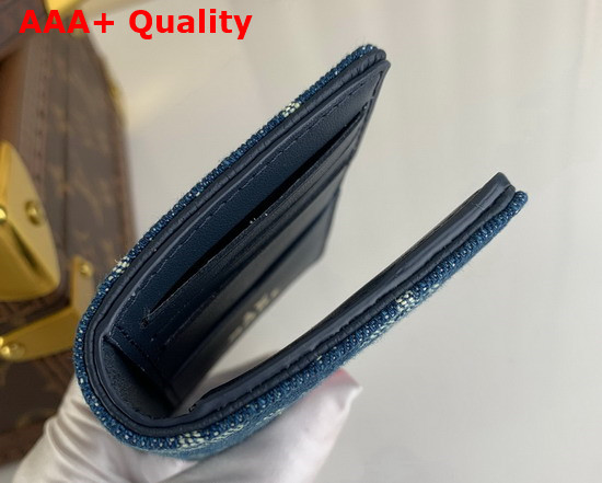 Louis Vuitton Pocket Organizer in Blue Monogram Denim and Navy Blue Taurillon Leather Replica