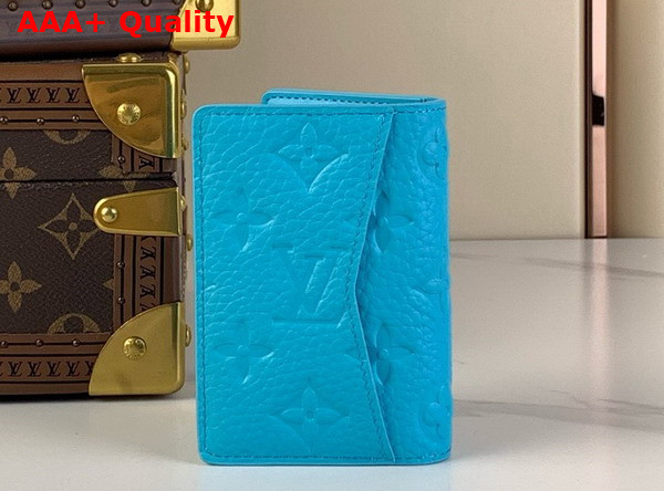 Louis Vuitton Pocket Organizer in Turquoise Taurillon Monogram Embossed Cowhide Leather M11502 Replica