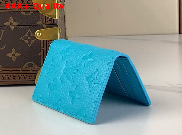 Louis Vuitton Pocket Organizer in Turquoise Taurillon Monogram Embossed Cowhide Leather M11502 Replica