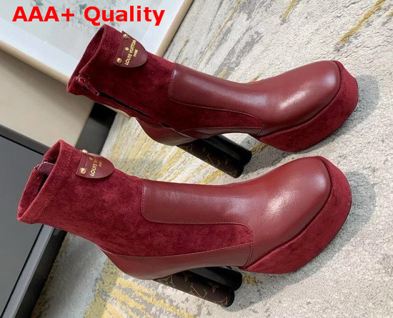 Louis Vuitton Podium Ankle Boot Bordeaux Red Stretch Suede Baby Goat Leather and Smooth Calf Leather Replica