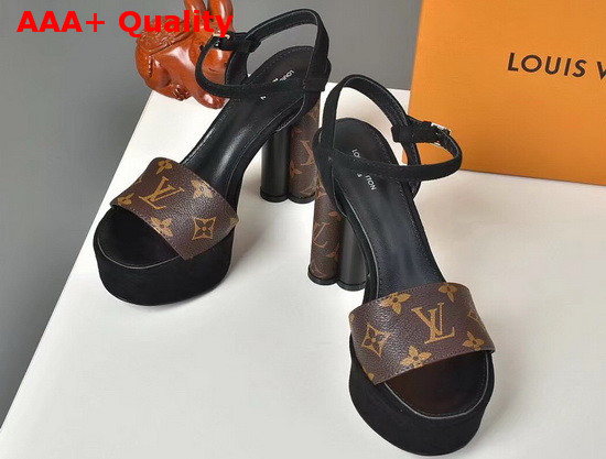 Louis Vuitton Podium Sandal Monogram Canvas and Black Calf Leather Replica