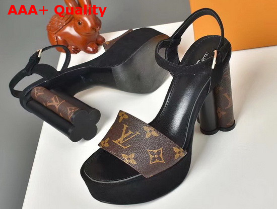 Louis Vuitton Podium Sandal Monogram Canvas and Black Calf Leather Replica