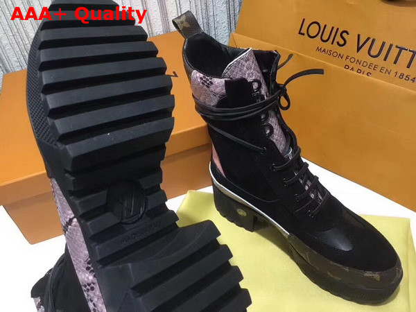 Louis Vuitton Pokerface Platform Desert Boot Black Suede Calf Leather and Pink Python Replica