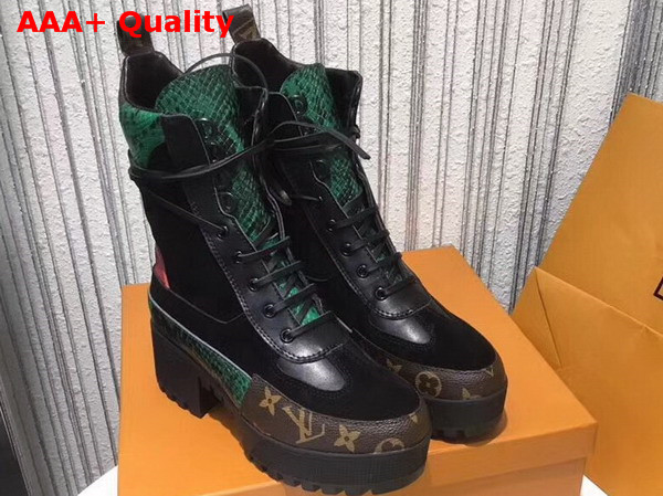 Louis Vuitton Pokerface Platform Desert Boot Suede Calf Leather and Green Python 1A2VXR Replica