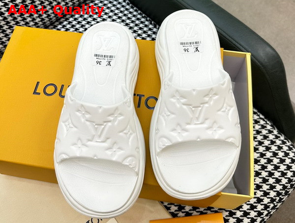 Louis Vuitton Pool 55 Flat Comfort Mule in White Monogram Embossed Rubber 1AB3FQ Replica