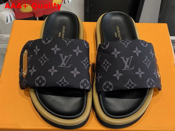 Louis Vuitton Pool Pillow Flat Comfort Mule Black Monogram Nylon Replica