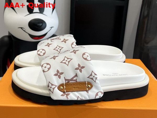 Louis Vuitton Pool Pillow Flat Comfort Mule in Beige Monogram Nylon 1ACJZA Replica