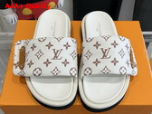 Louis Vuitton Pool Pillow Flat Comfort Mule in Beige Monogram Nylon 1ACJZA Replica