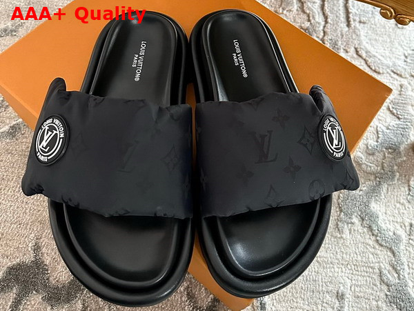 Louis Vuitton Pool Pillow Flat Comfort Mule in Black Monogram Nylon Replica