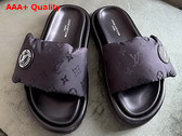 Louis Vuitton Pool Pillow Flat Comfort Mule in Black Monogram Nylon Replica