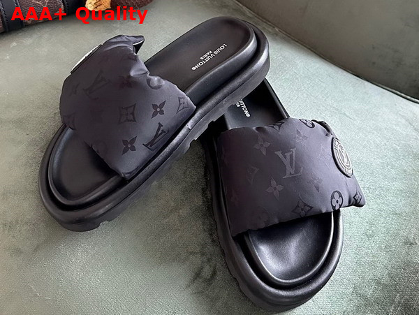 Louis Vuitton Pool Pillow Flat Comfort Mule in Black Monogram Nylon Replica