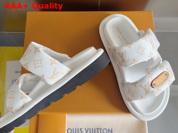 Louis Vuitton Pool Pillow Flat Comfort Mule in Dune Beige Monogram Nylon 1AHMDV Replica