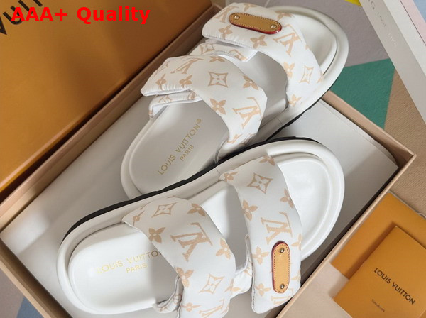 Louis Vuitton Pool Pillow Flat Comfort Mule in Dune Beige Monogram Nylon 1AHMDV Replica
