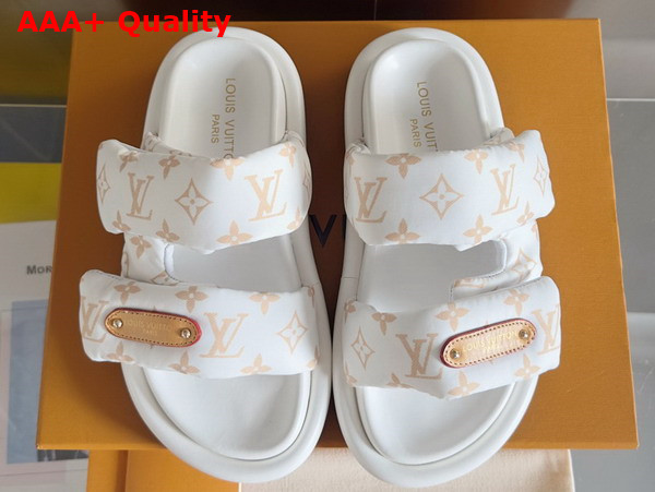 Louis Vuitton Pool Pillow Flat Comfort Mule in Dune Beige Monogram Nylon 1AHMDV Replica