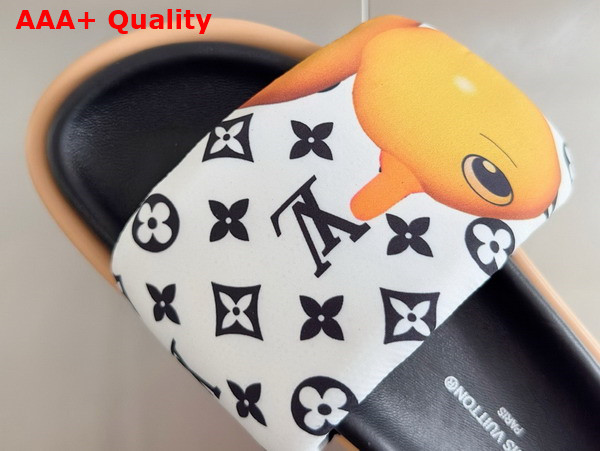 Louis Vuitton Pool Pillow Flat Comfort Mule in White Monogram Nylon Printed with Colorful Animal Characters Replica