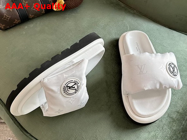 Louis Vuitton Pool Pillow Flat Comfort Mule in White Monogram Nylon Replica