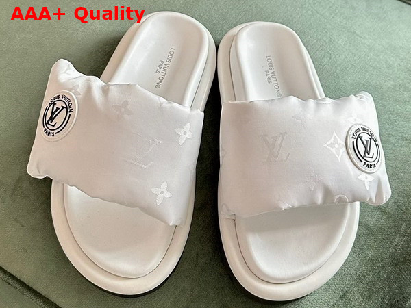 Louis Vuitton Pool Pillow Flat Comfort Mule in White Monogram Nylon Replica