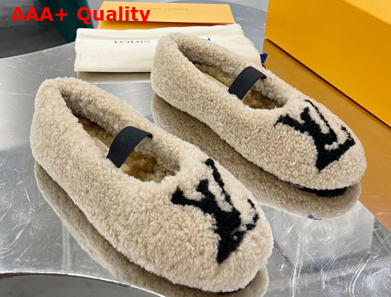 Louis Vuitton Popi Flat Ballerina Beige Shearling 1A9C96 Replica