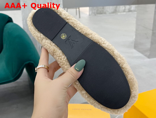 Louis Vuitton Popi Flat Ballerina Beige Shearling 1A9C96 Replica