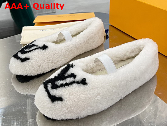 Louis Vuitton Popi Flat Ballerina White Shearling Replica