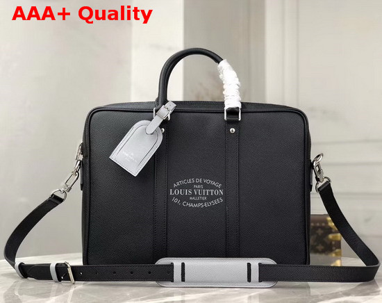 Louis Vuitton Porte Documents Voyage Black Embossed Taiga Leather and Signed with a Louis Vuitton Malletier Stamp M30365 Replica