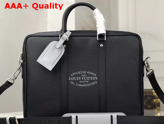 Louis Vuitton Porte Documents Voyage Black Embossed Taiga Leather and Signed with a Louis Vuitton Malletier Stamp M30365 Replica