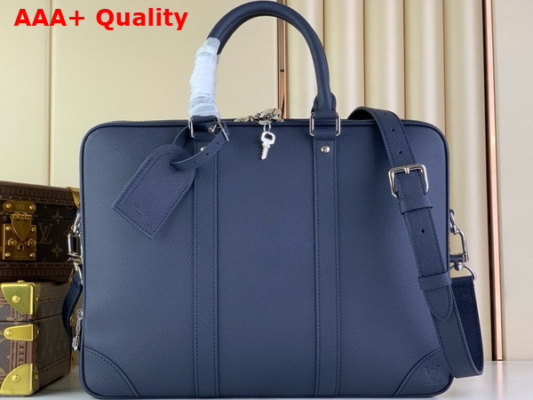 Louis Vuitton Porte Documents Voyage GM Midnight Blue Taiga Cowhide Leather Replica